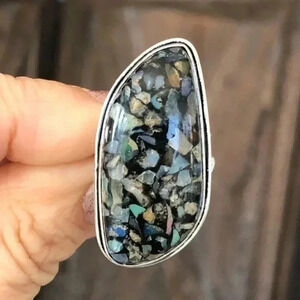 SIZE 7 Copper Ethiopian Opal 925 Sterling Silver Ring